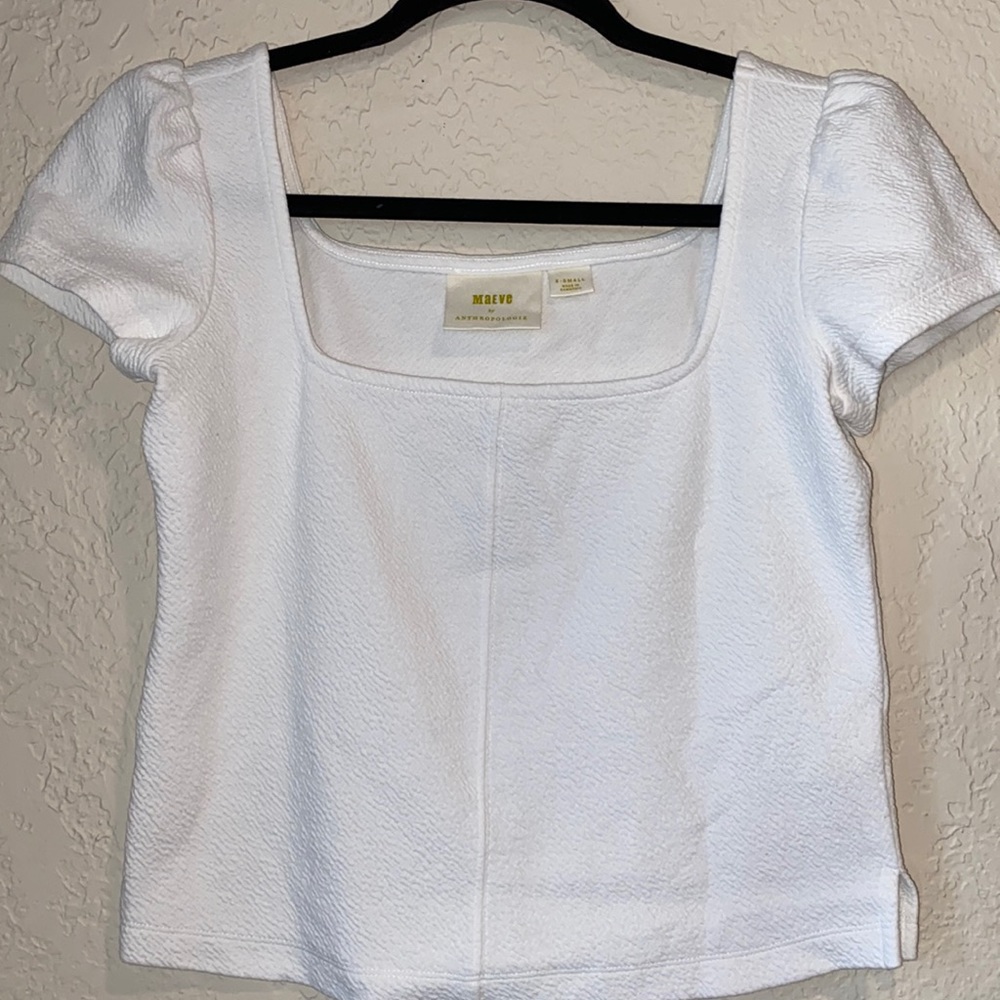 Anthropologie Maeve White Crop Top